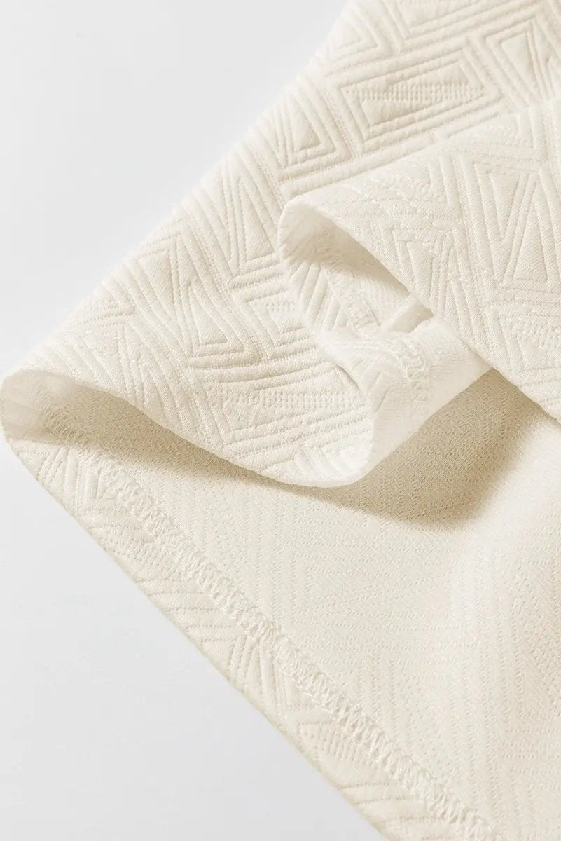 Beige Preppy Striped Trim Quarter Zipper Short Sleeve Top - Love Salve